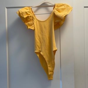 Yellow puff sleeve bodysuit
